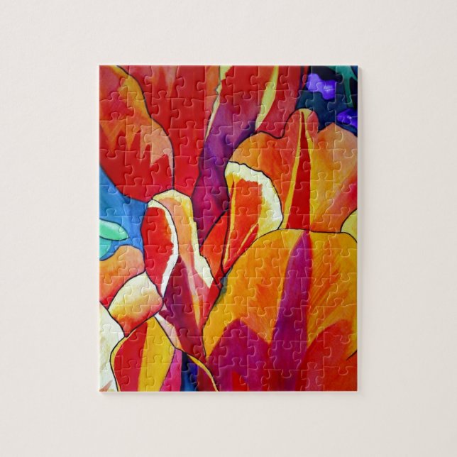 Orange Tulips watercolor art flower painting Jigsaw Puzzle (Vertical)