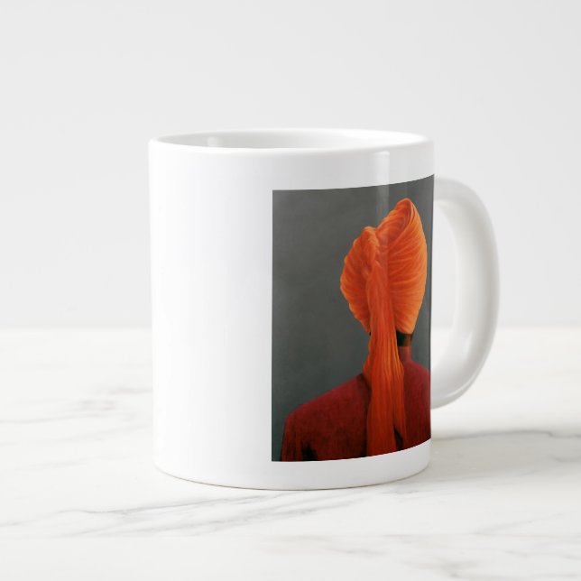 Orange Turban Large Coffee Mug (Front Right)