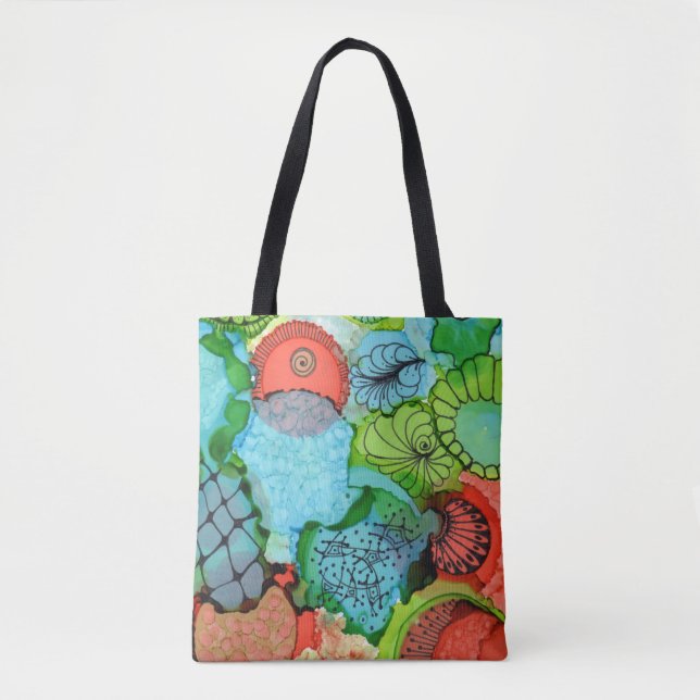 Orange/Turquoise Abstract Tote Bag (Front)