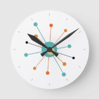 Orange Turquoise Atomic Age Starburst Mid Century