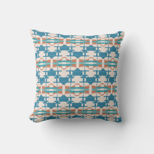 Orange Turquoise Beige Southwest Look Small Mosaic Cushion
