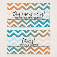 Orange & Turquoise Ombre Chevron Drink Tickets