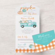 Orange & turquoise Pumpkin Truck Baby Shower