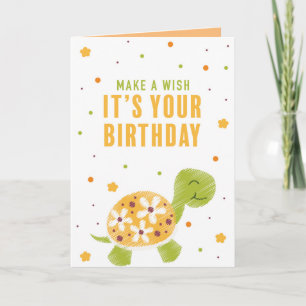Orange Turtle Birthday Greeting Card