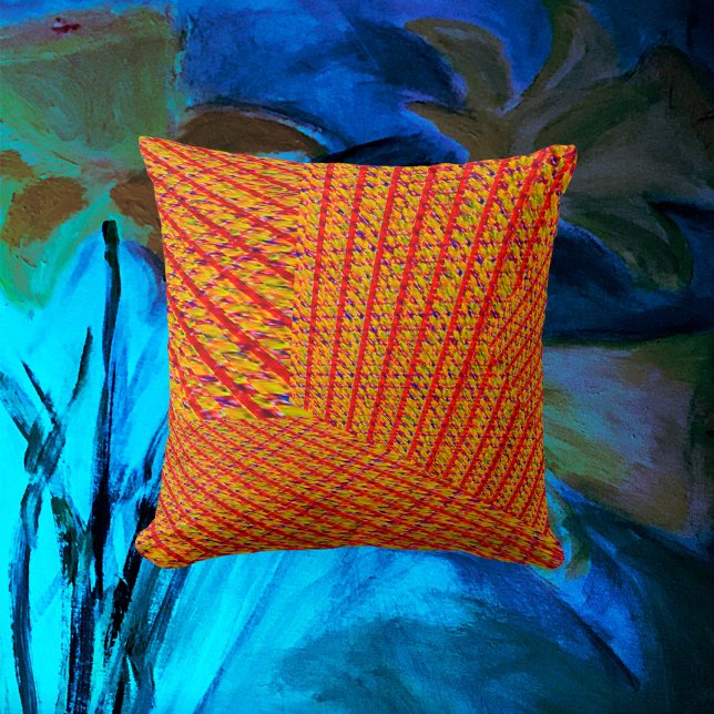 Orange tweed stripe dimensions design  cushion (Creator Uploaded)