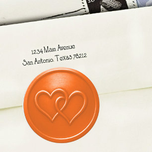 Orange Two Hearts Intertwined Wedding Classic Round Sticker