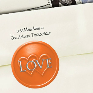 Orange Two Hearts Intertwined Wedding Classic Round Sticker