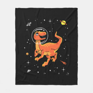 Orange Tyrannosaurus Dinos In Space Fleece Blanket