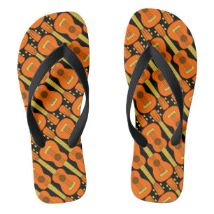 Orange Ukulele Pattern Jandals