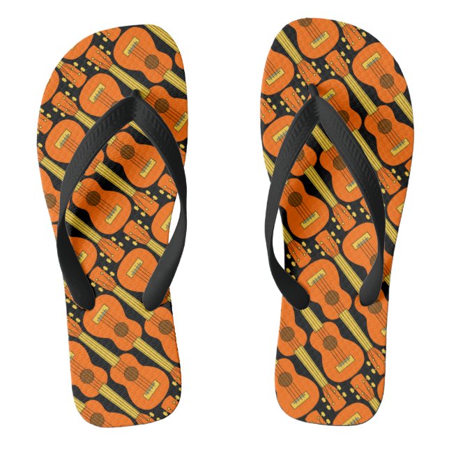 Orange Ukulele Pattern Jandals (Footbed)