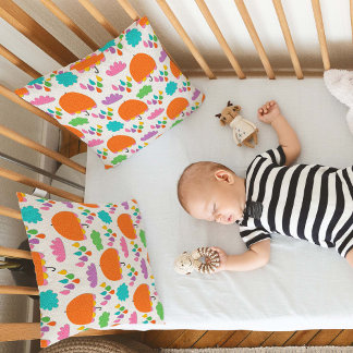 Orange Umbrellas with Clouds and Raindrops Cushion
