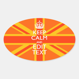 Orange Union Jack British Flag Swag Oval Sticker