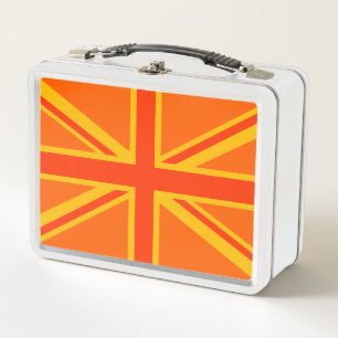 Orange Union Jack Metal Lunch Box