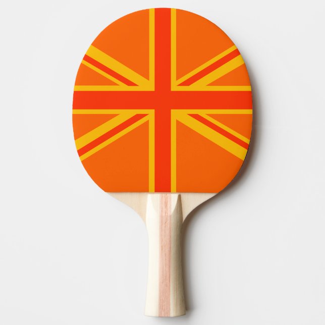 Orange Union Jack Ping Pong Paddle (Front)