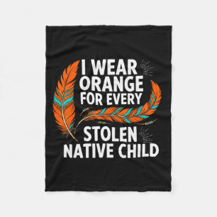 Orange Unity Day Every Child Native American Women Fleece Blanket