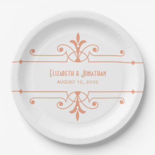 Orange v2 Fancy Ornamental Paper Plates