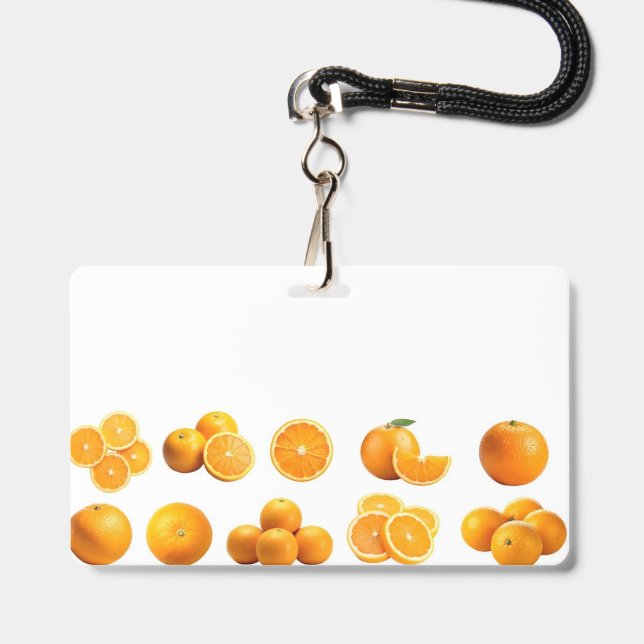 Orange vendor badge ID badge (Front with Lanyard)