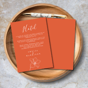 Orange Verona Sunset Floral Wedding Hotel Enclosure Card