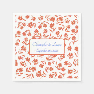 Orange Verona Sunset Floral Wedding Napkin