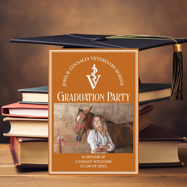 Orange Veterinary School Photo Graduation Party Invitation (Creator Uploaded)