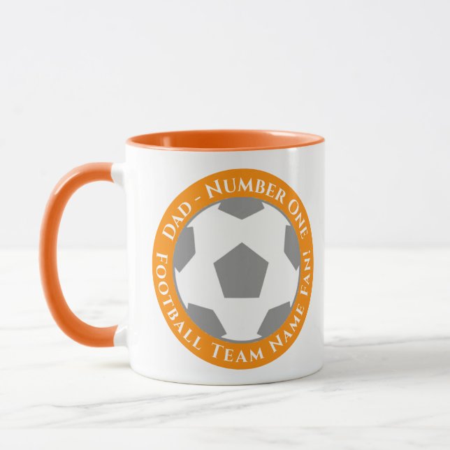 Orange – Vibrant and Playful Football Dad Mug (Left)