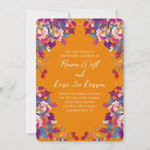Orange Vibrant Floral Wedding Invitation