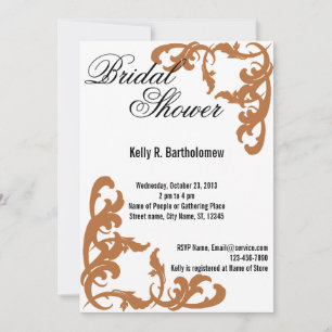 Orange Victorian Flourish Filigree Bridal Shower Invitation