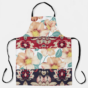 Orange vintage flowers with seamless paisley borde apron