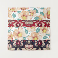 Orange vintage flowers with seamless paisley borde