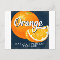 Orange Vintage Fruit Label Retro