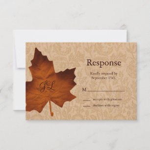 Orange Vintage Monogrammed RSVP Card