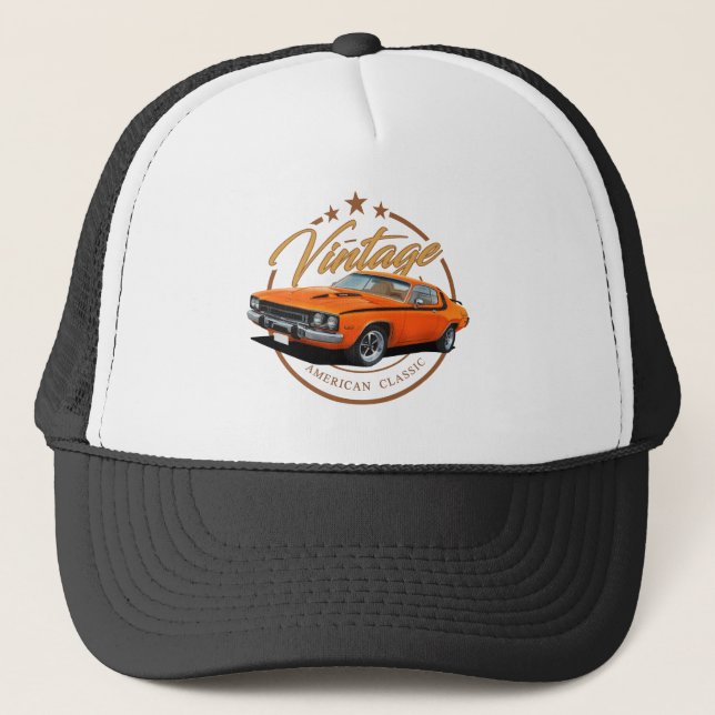 Orange Vintage Roadrunner Trucker Hat (Front)