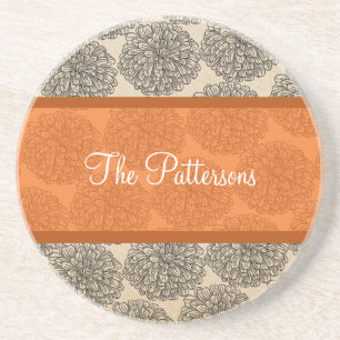 Orange Vintage Zinnia Coaster
