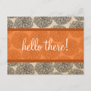 Orange Vintage Zinnia Postcard