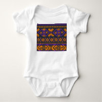 Orange, violet tribal geometric seamless pattern.