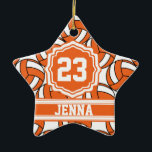 Orange Volleyball | Personalise Ceramic Tree Decoration<br><div class="desc">Volleyball Sport Player Christmas Ornament ready for you to personalise. Makes a wonderful personalise gift for your volleyball player, coach, fan, etc... ⭐This Product is 100% Customisable. *****Click on CUSTOMIZE BUTTON to add, delete, move, resize, changed around, rotate, etc... any of the graphics or text. 99% of my designs in...</div>