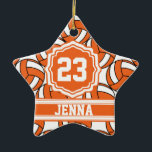 Orange Volleyball | Personalise Ceramic Tree Decoration<br><div class="desc">Volleyball Sport Player Christmas Ornament ready for you to personalise. Makes a wonderful personalise gift for your volleyball player, coach, fan, etc... ⭐This Product is 100% Customisable. *****Click on CUSTOMIZE BUTTON to add, delete, move, resize, changed around, rotate, etc... any of the graphics or text. 99% of my designs in...</div>