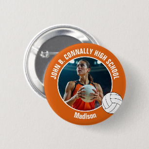 Orange Volleyball Player Photo High School Spirit 6 Cm Round Badge
