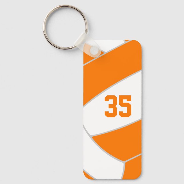 orange volleyball team spirit personalised gifts key ring (Front)