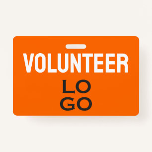 Orange Volunteer with Custom Logo ID ID Badge
