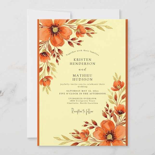 Orange Warm Autumn Wedding Invitation (Front)