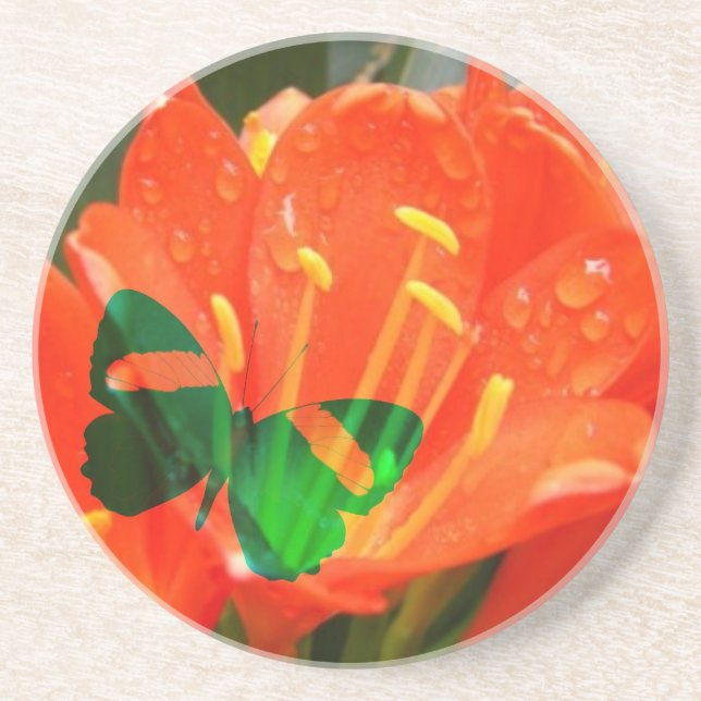 orange water butterfly coaster (Front)