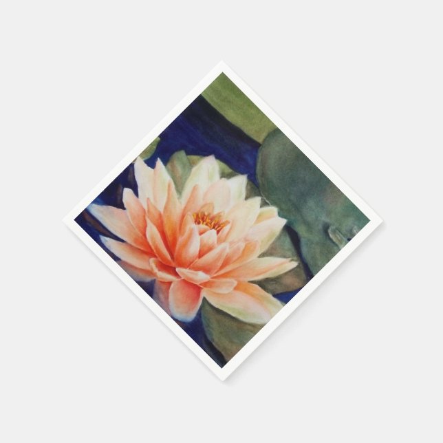 ORANGE WATER LILY PAPER NAPKINS (Corner)