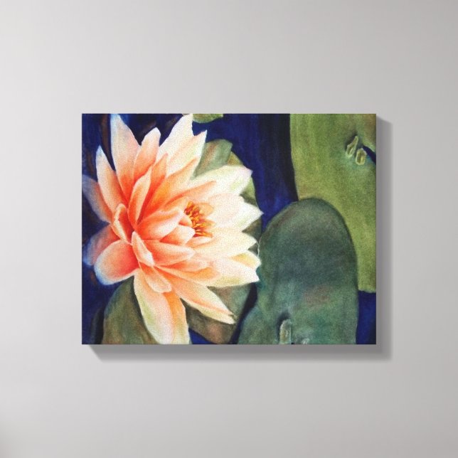 ORANGE WATER LILY WRAPPED CANVAS PAINTING (Front)