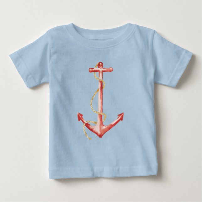 Orange Watercolor Anchor Baby T-Shirt (Front)