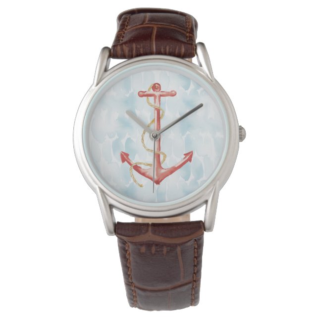 Orange Watercolor Anchor Watch (Front)