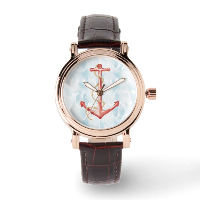 Orange Watercolor Anchor Watch (Front)
