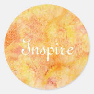 Orange Watercolor Background Classic Round Sticker