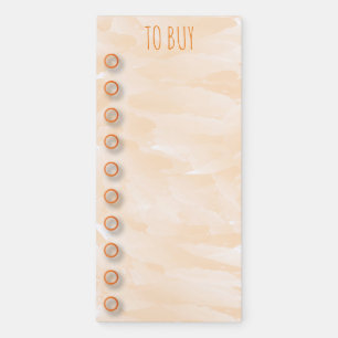 Orange Watercolor Brushstrokes Shopping List Magnetic Notepad