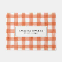 Orange Watercolor Buffalo Plaid Farmhouse name